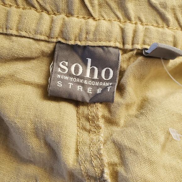 Soho NY&Co Street Tan Wide Leg Linen Blend Drawstring Pants Size XL - Picture 7 of 10